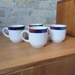 Vintage Vitromaster Stoneware JAZZ 1992 Coffee Mug Cups 10oz Set of 4